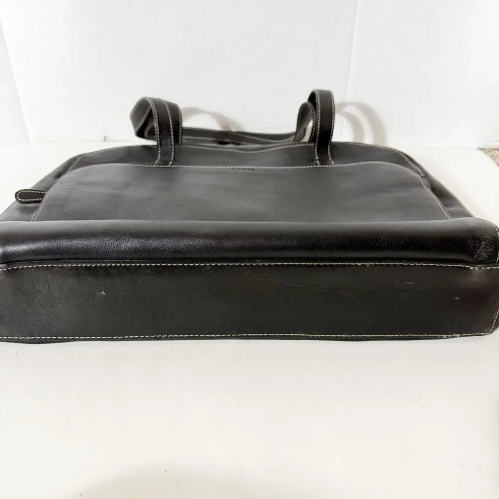 Lodis‎ Leather Black Compartment Zipper Computer Laptop Shoulder Bag